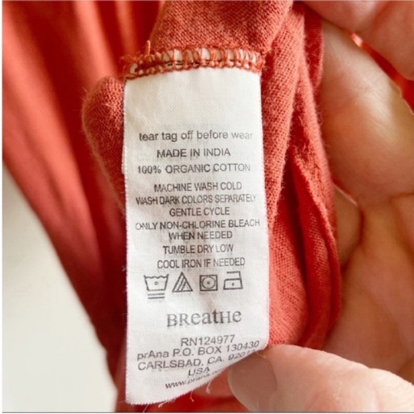 Prana Bree tank dress orange organic cotton lace drop waist - Picture 7 of 8